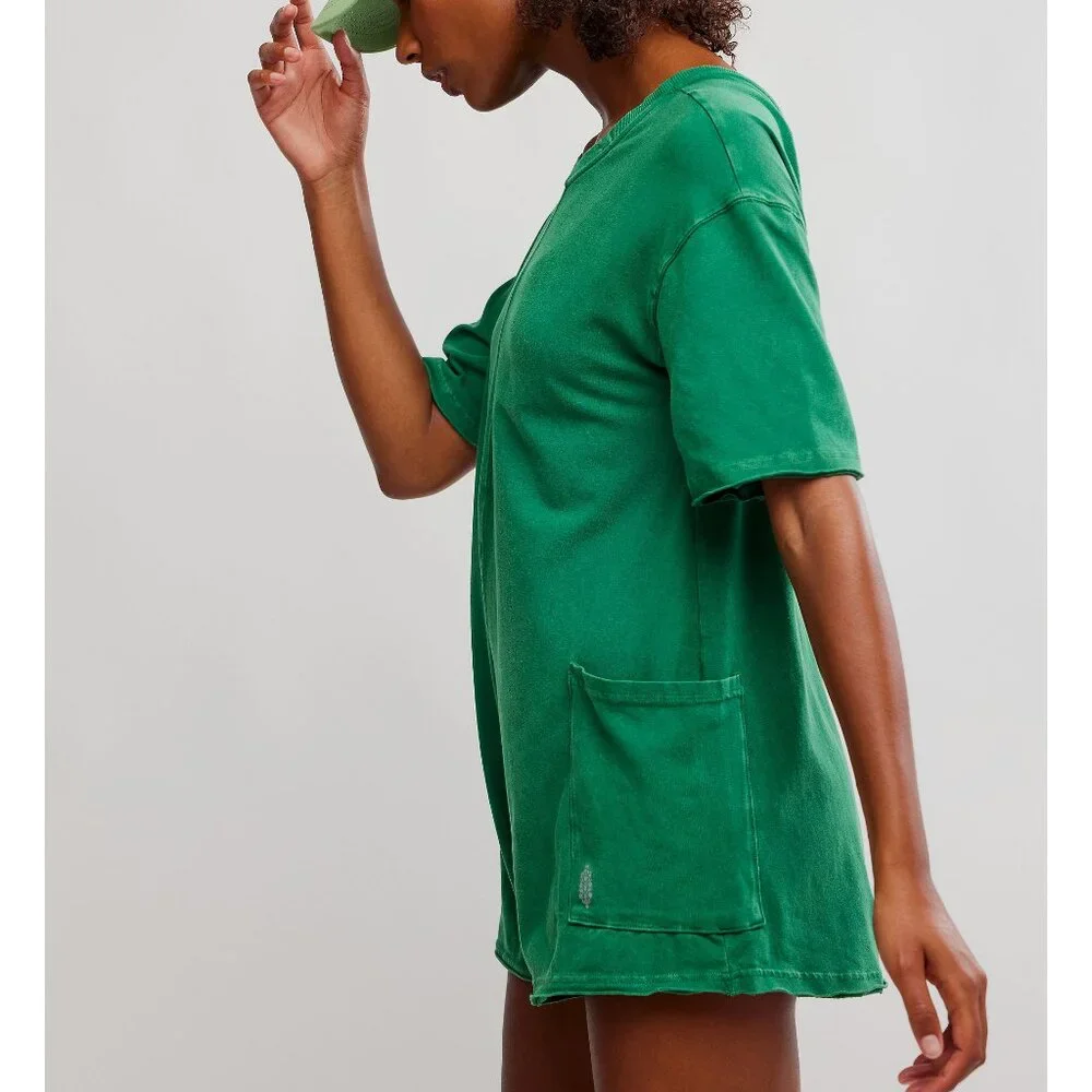 FP MOVEMENT Hot Shot Tee Romper / Heritage Green - Picture 3 of 10